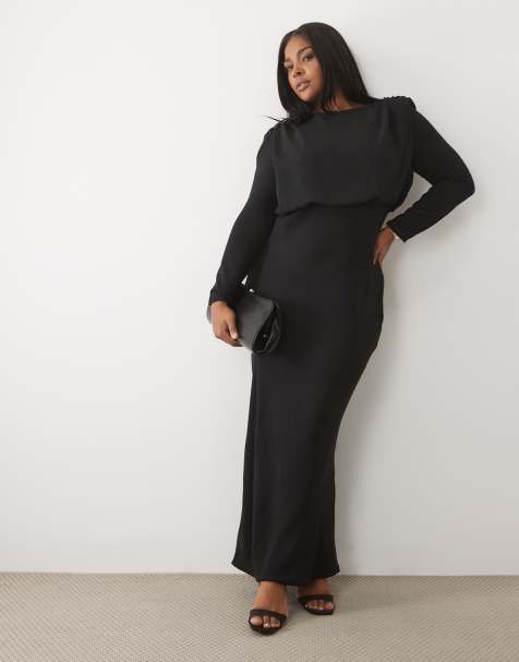 ASOS DESIGN Curve modesty batwing maxi dress in black - view 1
