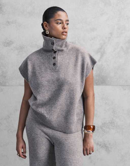 ASOS DESIGN Curve - Mokkafarvet tanktop med ståkrave - Del af sæt, 3 af 4