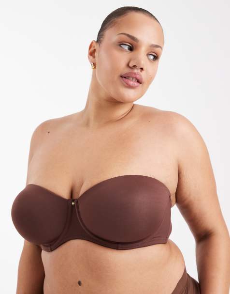 ASOS DESIGN Curve molded multiway underwire bra in chocolate - view 1