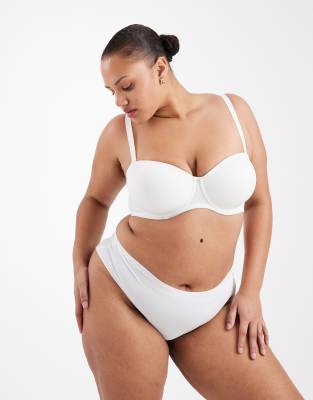ASOS DESIGN Curve molded multiway underwire bra in white