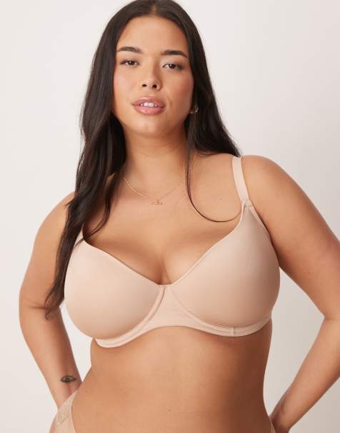 ASOS DESIGN Curve molded t-shirt bra in beige - view 1