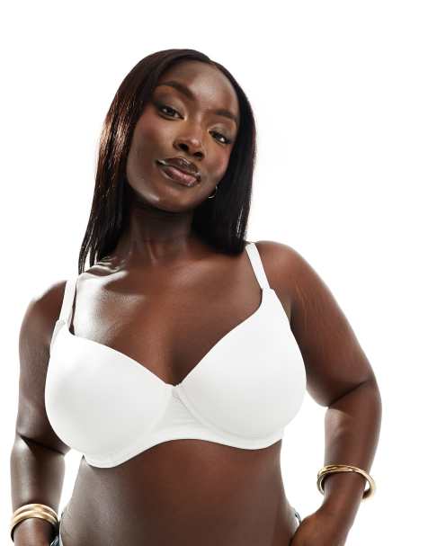 ASOS DESIGN Curve molded t-shirt bra in white - view 1