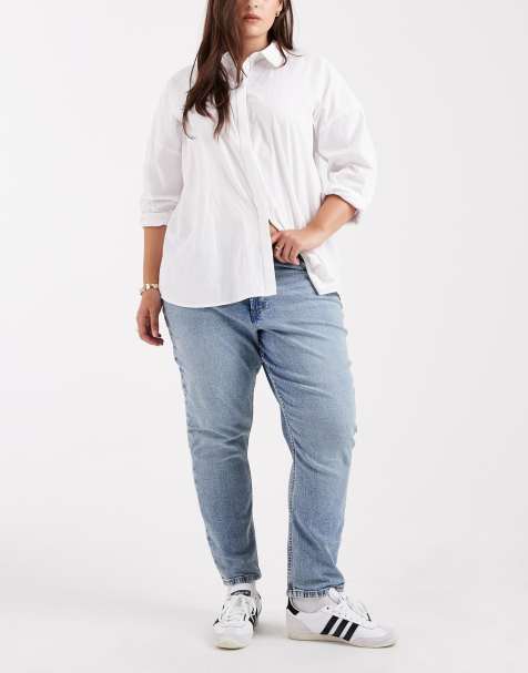 ASOS DESIGN Curve - Mom jeans slim blu medio - view 1