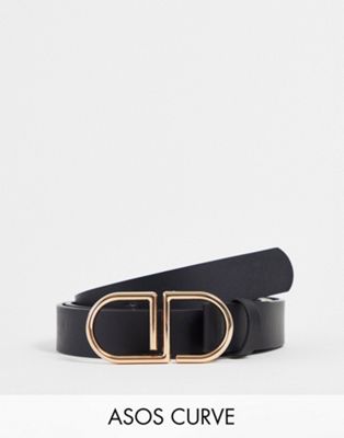 ASOS DESIGN CURVE monogram buckle waist and hip belt in black