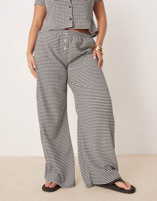 ASOS DESIGN Curve - Monokrome bukser med brede ben og gingham-tern - Del af sæt, 4 af 5