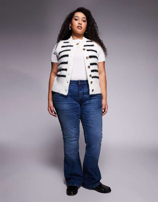 ASOS DESIGN Curve – Mörkblå bootcut-jeans 