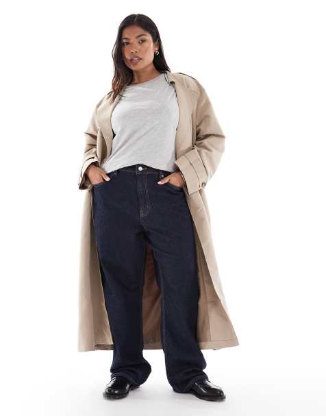 ASOS DESIGN Curve – Mörkblå jeans med raka ben och bekväm stretch - view 1