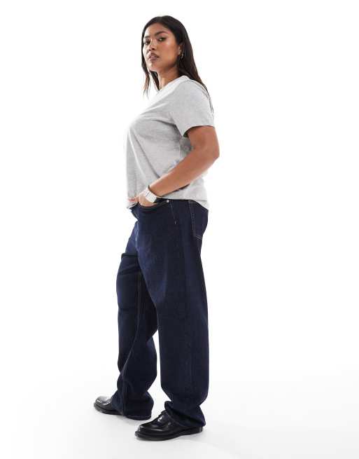 ASOS DESIGN Curve – Mörkblå jeans med raka ben och bekväm stretch, 3 av 5