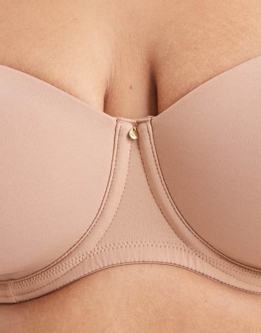 ASOS DESIGN Curve moulded multiway underwired bra in beige - BEIGE, 3 of 4