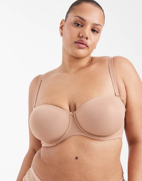 ASOS DESIGN Curve moulded multiway underwired bra in beige - view 1