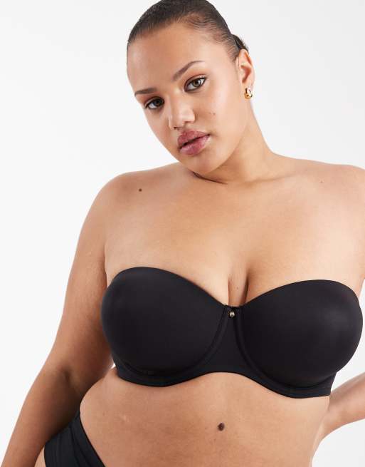 ASOS DESIGN Curve moulded multiway underwired bra in black - BLACK, 3 of 4