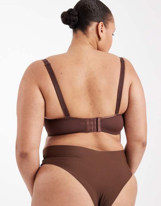 ASOS DESIGN Curve moulded multiway underwired bra in chocolate - BROWN, 2 of 4