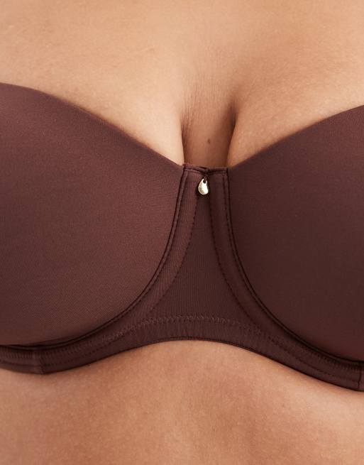 ASOS DESIGN Curve moulded multiway underwired bra in chocolate - BROWN, 3 of 4