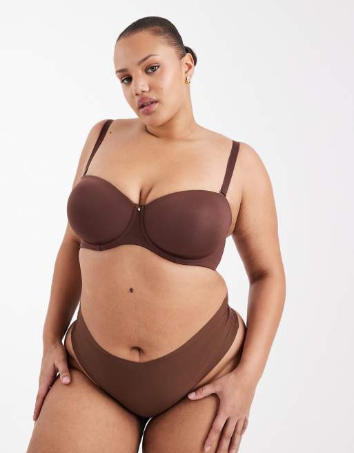 ASOS DESIGN Curve moulded multiway underwired bra in chocolate - BROWN, 4 of 4