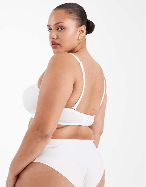 ASOS DESIGN Curve moulded multiway underwired bra in white, 2 of 4