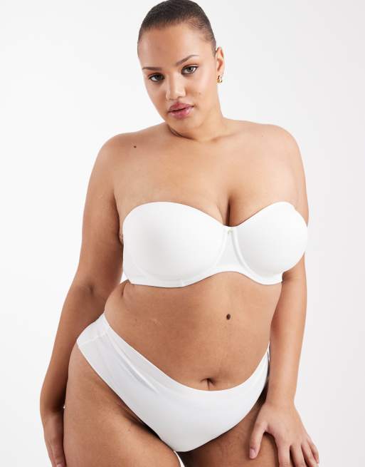 ASOS DESIGN Curve moulded multiway underwired bra in white, 3 of 4