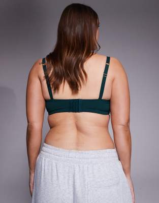 Asos Curve Asos Design Curve Moulded T-shirt Bra With Charm Detail And Embossed Straps In Green
