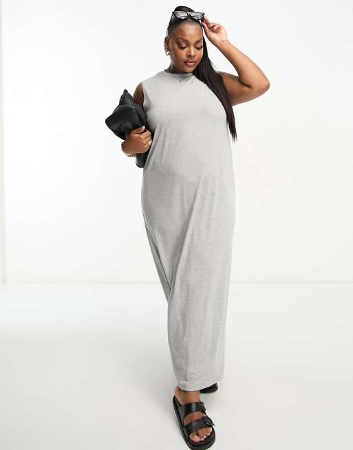 ASOS DESIGN Curve - Mouwloze maxi jurk in grijs