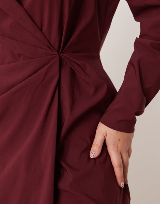 ASOS DESIGN Curve - Mørk bordeauxrød blazer-minikjole med indsyet talje, 3 af 4