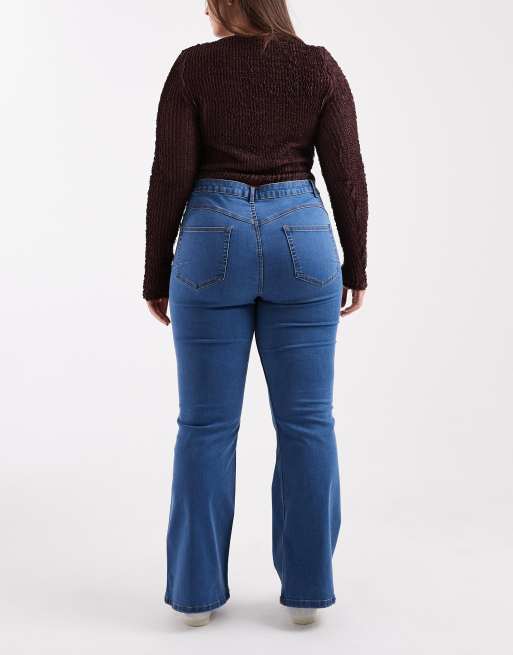 ASOS DESIGN Curve - Mørk mellemblå formgivende jeans med power-stretch og svaj, 2 af 5