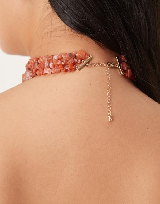 ASOS DESIGN Curve multi-row short necklace in real stone chippings, 3 of 3
