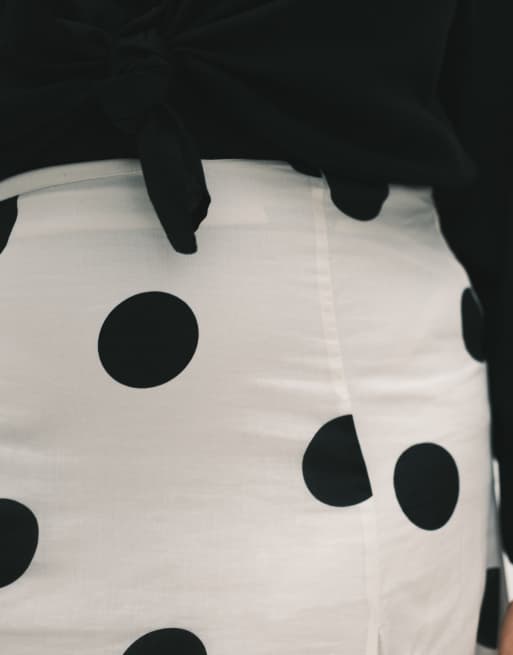 ASOS DESIGN Curve - Multifarvet maxinederdel i bomuld med kiler og polkaprikker, 4 af 5