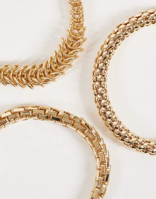ASOS DESIGN Curve Multipack Armbänder mit gemischten Ketten in Goldoptik, 3 von 3