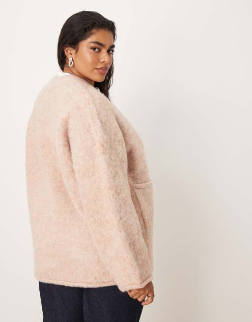 ASOS DESIGN Curve - Multiply - Oversized og pink cardigan, 4 af 4