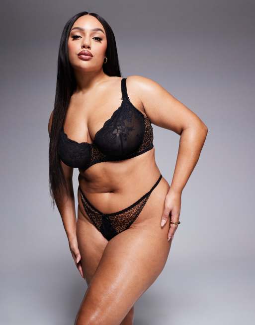 ASOS DESIGN Curve – Naomi – Leopardmönstrad spetsbehå med bygel, 4 av 4