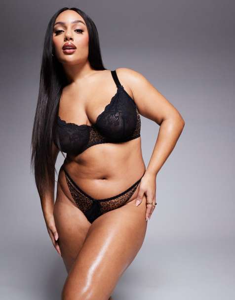  ASOS DESIGN Curve - Naomi - String tanga en dentelle à imprimé léopard - view 1