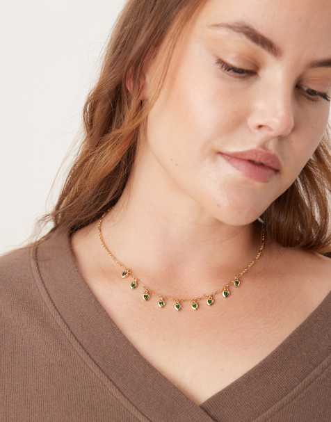 ASOS DESIGN Curve – Naszyjnik w odcieniu złota z zawieszkami w kształcie serc - view 1