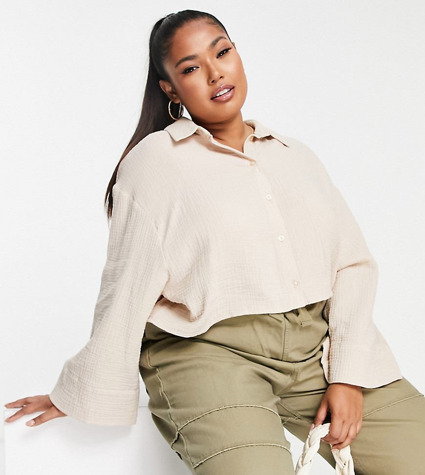 Tops by ASOS Curve Love at first scroll Spread collar Button placket Long sleeves Regular fit