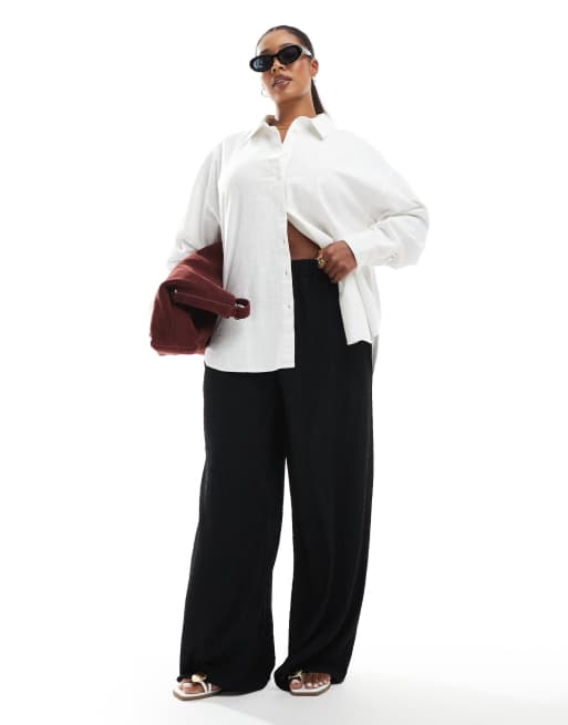 ASOS DESIGN Curve – Naturvit skjorta i oversize och linnestil, 2 av 4