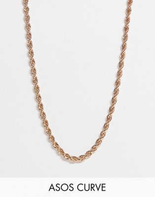 ASOS DESIGN Curve necklace in rope chain in gold tone