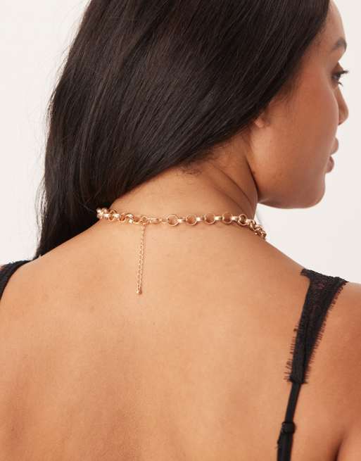 ASOS DESIGN Curve necklace with chunky chain and sun charm pendant in brushed gold tone