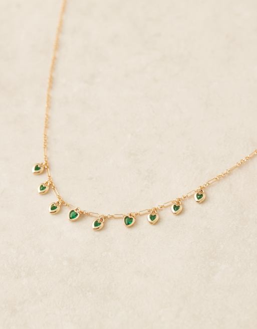 ASOS DESIGN Curve necklace with heart charm detail in gold tone, 2 of 3