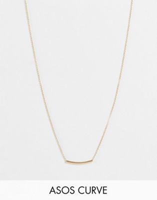 ASOS DESIGN Curve necklace with simple bar detail in gold tone