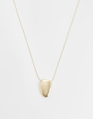 Asos Curve Asos Design Curve Necklace With Small Oval Pendant In Gold