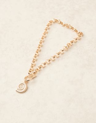 Asos Curve Asos Design Curve Necklace With Tbar And Shell Charm Detail