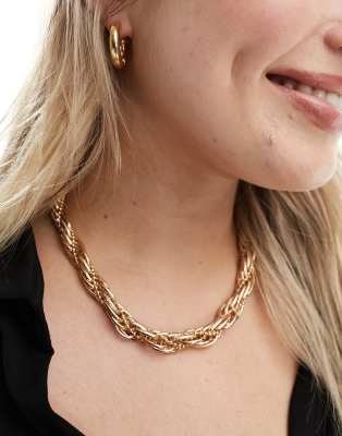 Asos Curve Asos Design Curve Necklace With Twisted Chain In Gold Tone