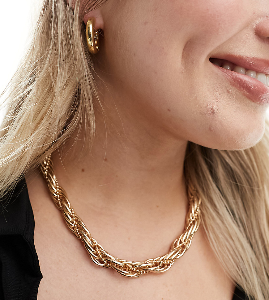 ASOS DESIGN Curve necklace with twisted chain in gold tone