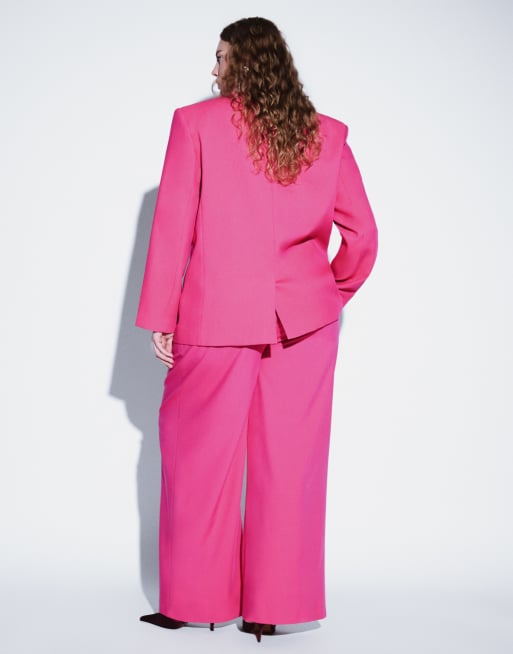 ASOS DESIGN Curve nette broek met lage taille en mensy fit in felroze, 4 van 5