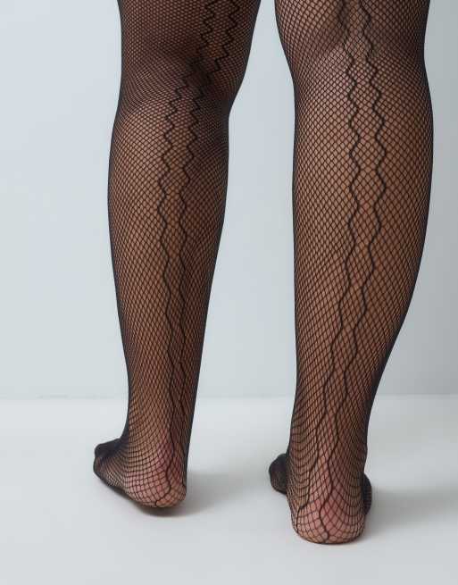 ASOS DESIGN Curve Netzstrumpfhose mit Glitzer und Naht hinten in Schwarz, 3 von 3
