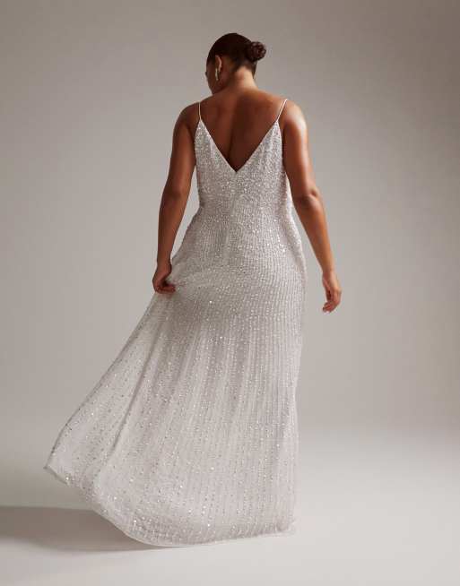 Asos sequin cheap cami wedding dress