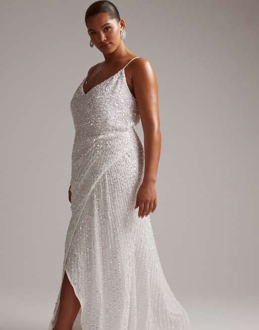 Lucile Embellished Sequin Gown | White