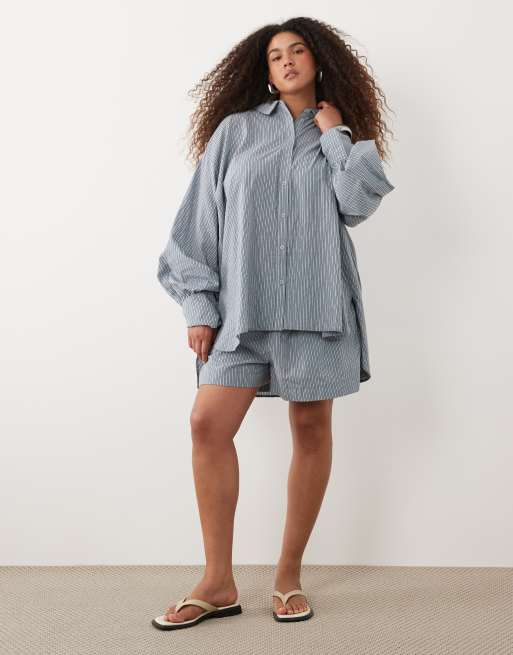 ASOS DESIGN Curve – Niebieska koszula w paski, 2 z 4