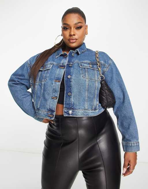 ASOS DESIGN Curve – Niebieska kurtka jeansowa