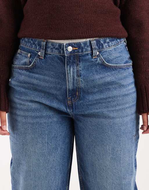 ASOS DESIGN Curve – Niebieskie dopasowane jeansy z baryłkowymi nogawkami, 4 z 5