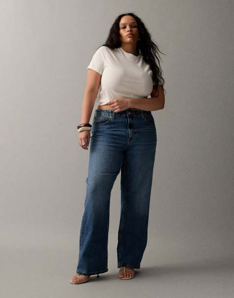 ASOS DESIGN Curve comfort stretch straight leg jeans in authentic mid blue