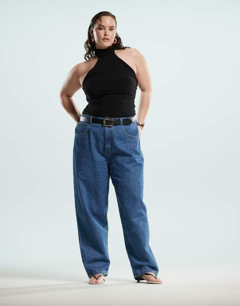 ASOS DESIGN Curve – Niebieskie jeansy barrel - view 1